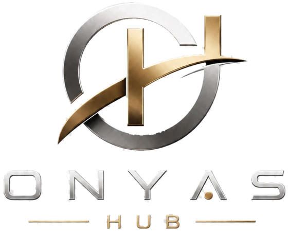 Onyas Hub silver and gold logo